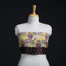 Yellow - woollen sanganeri blouse piece 67 - handcrafted