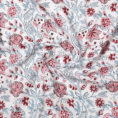 White - Sanganeri Block Printed Cotton Precut Fabric (0.8 meter) 67