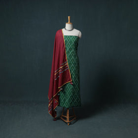 Pochampally Ikat Cotton Unstitched Dress Material: Kurta with Dupatta 23