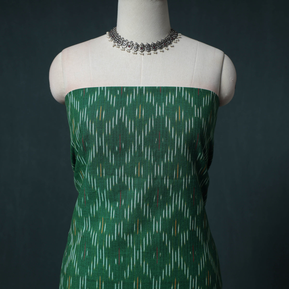 Pochampally Ikat Cotton Unstitched Dress Material: Kurta with Dupatta 23