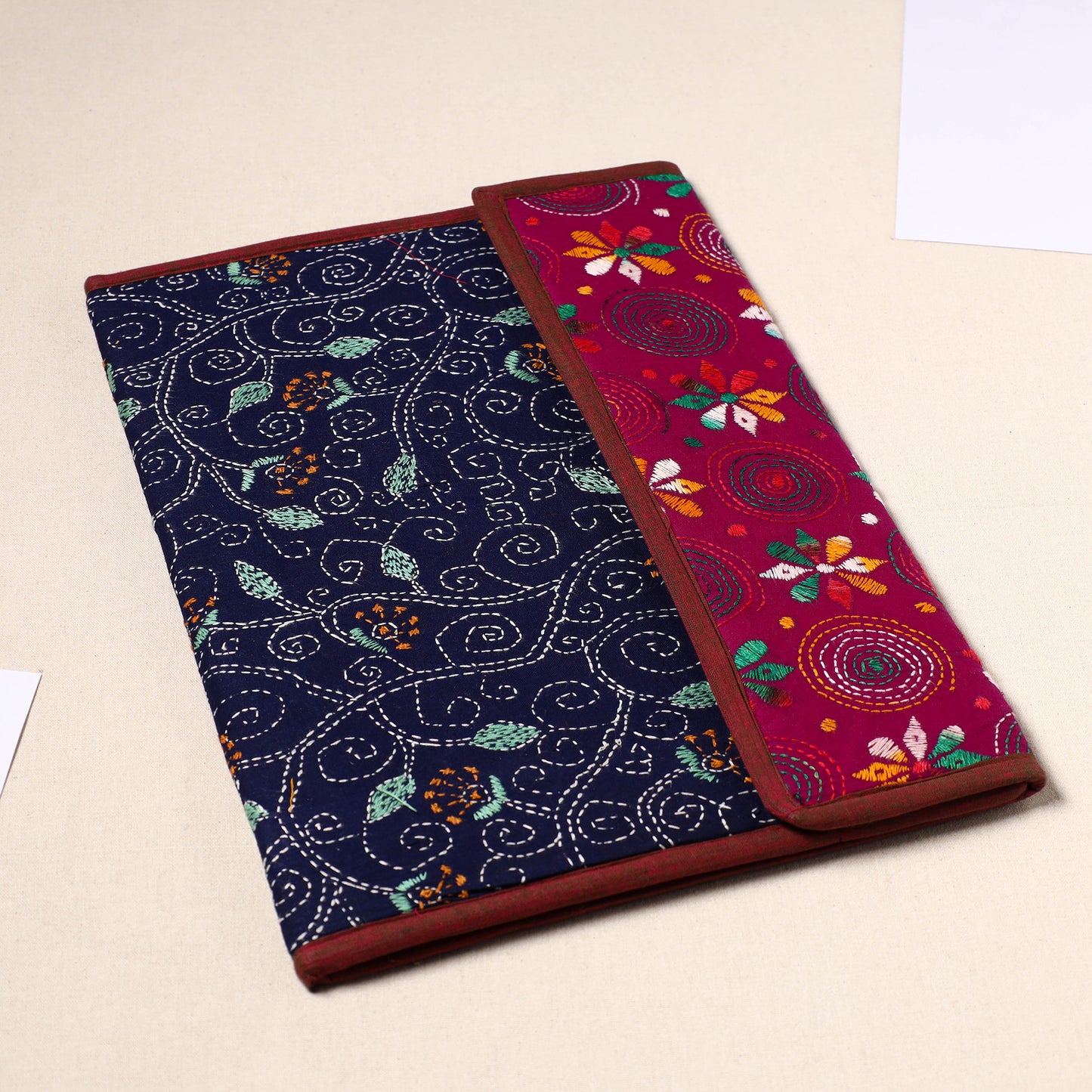 Handcrafted Bengal Kantha Work File Folder 34