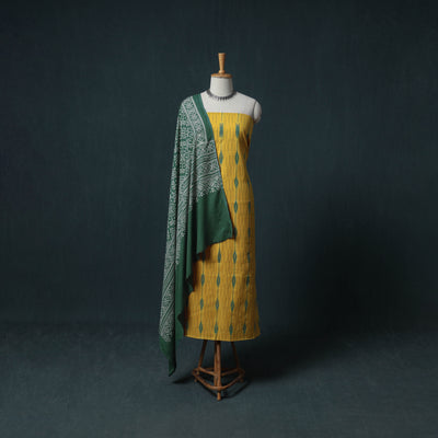 Pochampally Ikat Cotton Unstitched Dress Material: Kurta with Dupatta 24