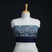 Blue - Block Print Woollen Sanganeri Blouse Piece 69