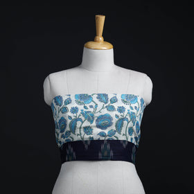 White - woollen sanganeri blouse piece 70 - handcrafted