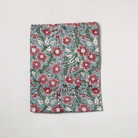 Green - Sanganeri Block Printed Cotton Precut Fabric (1 meter) 72
