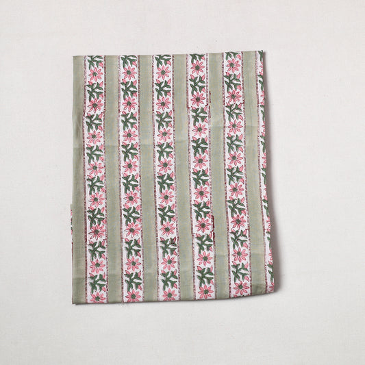 Green - Sanganeri Block Printed Cotton Precut Fabric (0.7 meter) 73