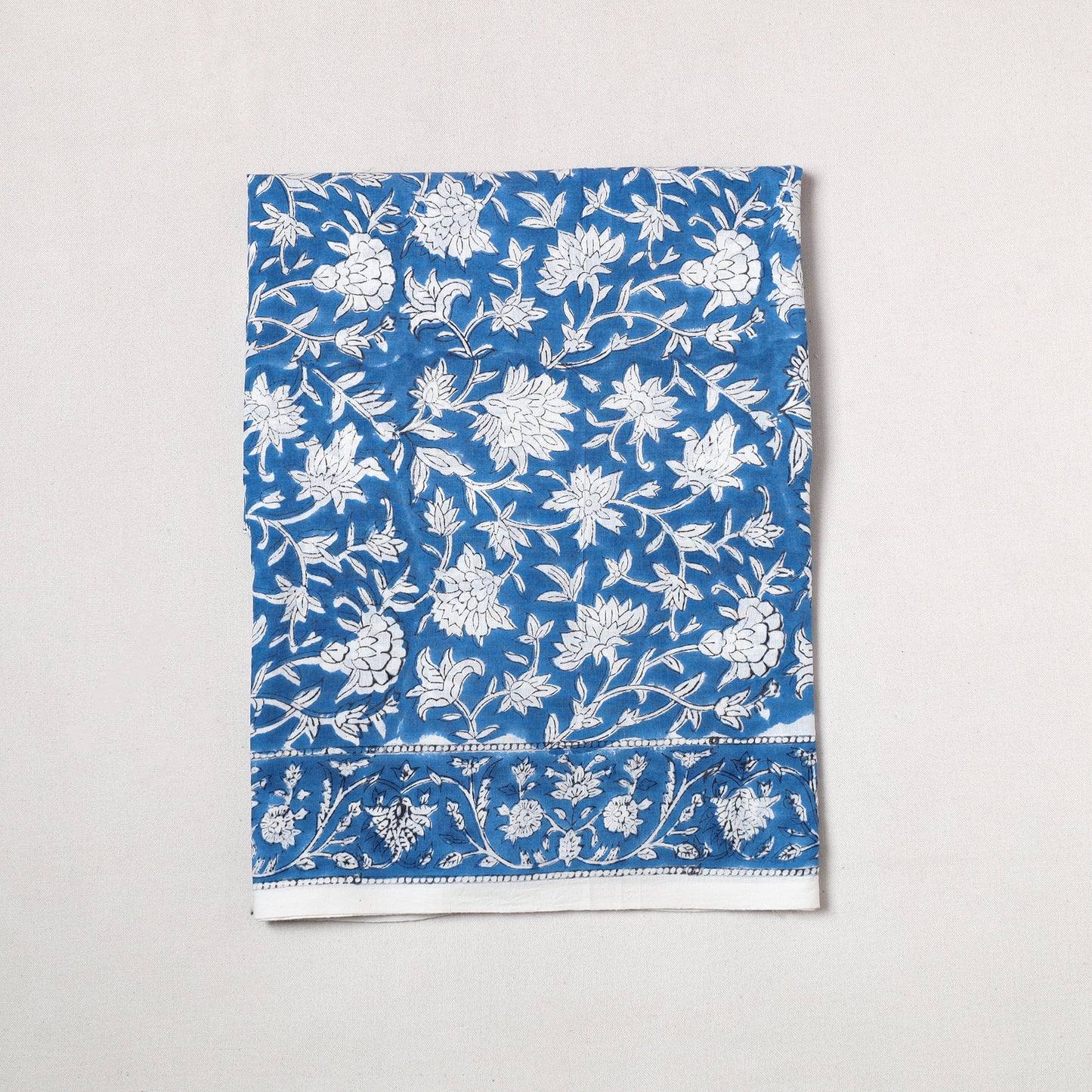 Blue - Sanganeri Block Printed Cotton Precut Fabric (1.25 meter) 75