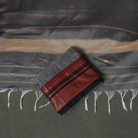 Dharwad Buti Cotton Plain Zari Border Unstitched Dress Material: Kurta, Bottom & Dupatta 54