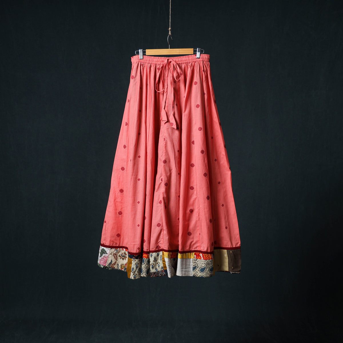 Jacquard 24 Kali Cotton Long Skirt with Patchwork Border 09