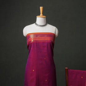 Dharwad Buti Cotton Plain Zari Border Unstitched Dress Material: Kurta, Bottom & Dupatta 55