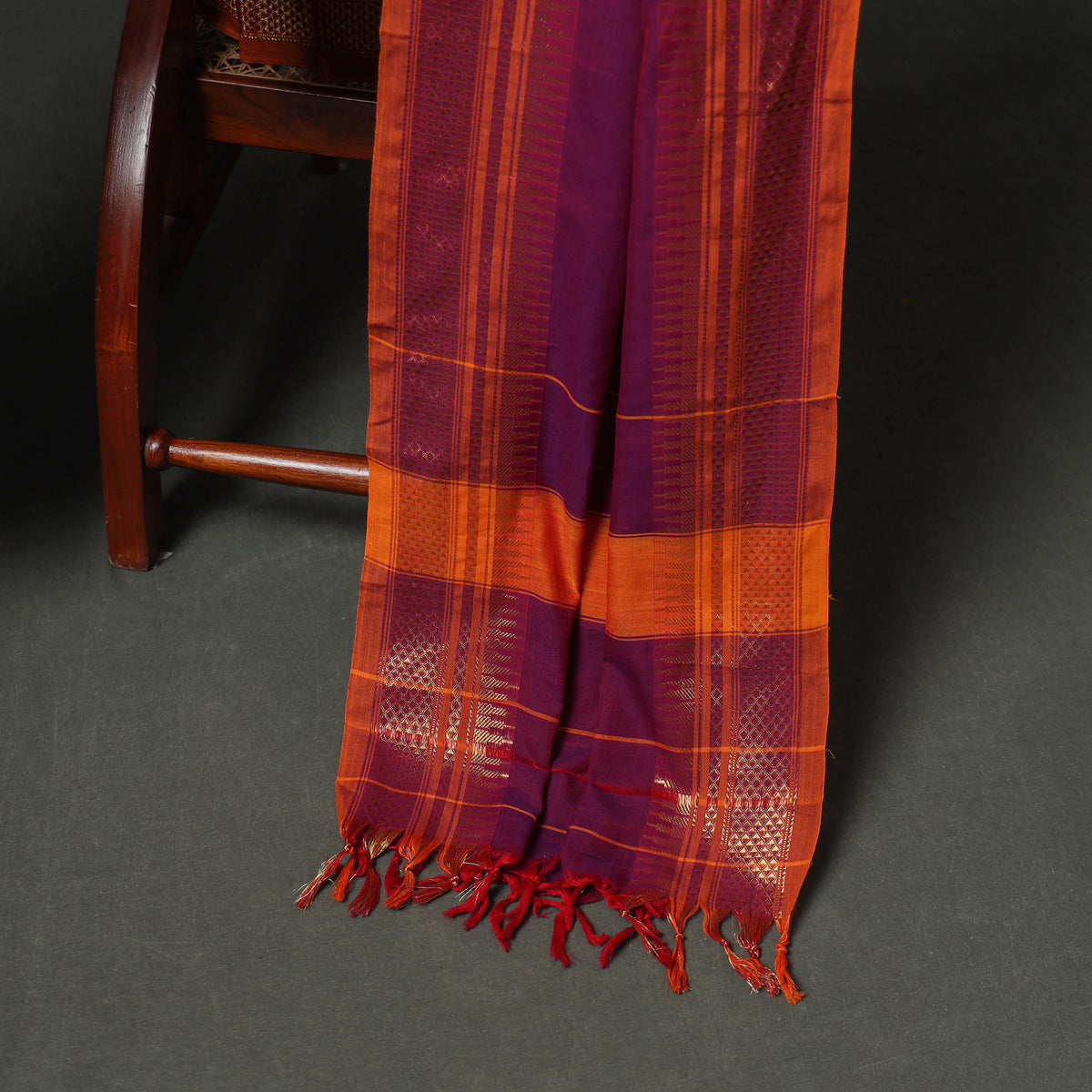 Dharwad Buti Cotton Plain Zari Border Unstitched Dress Material: Kurta, Bottom & Dupatta 55