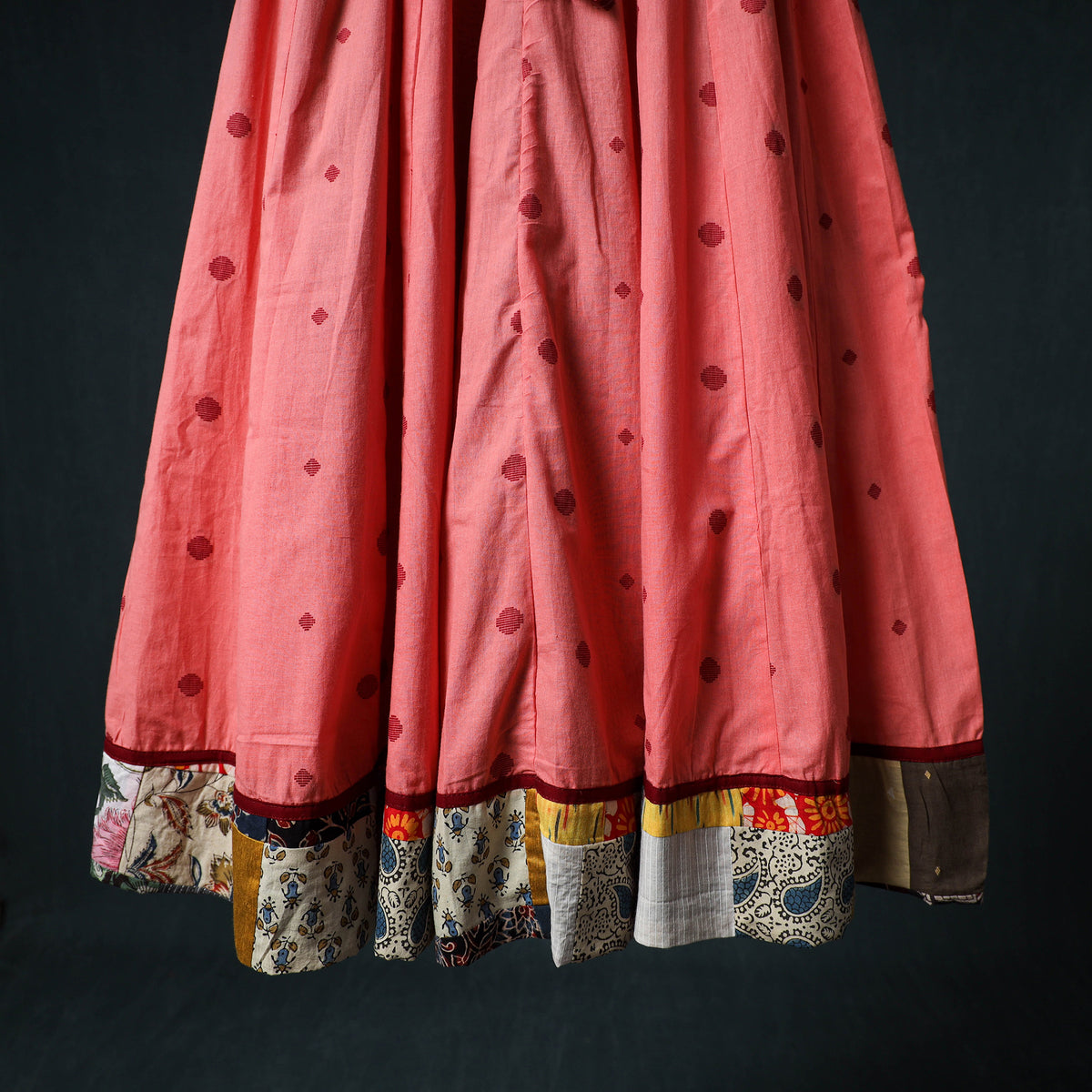 Jacquard 24 Kali Cotton Long Skirt with Patchwork Border 09