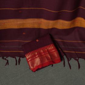 Dharwad Buti Cotton Plain Zari Border Unstitched Dress Material: Kurta, Bottom & Dupatta 56