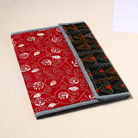 Red Handcrafted Bengal Kantha Work File Folder