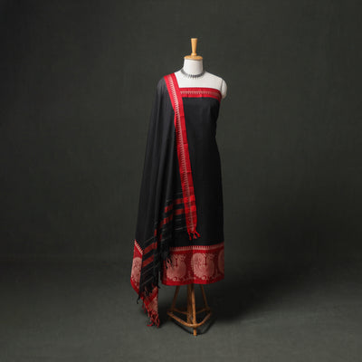 Dharwad Cotton Plain Thread Border Unstitched Dress Material: Kurta, Bottom & Dupatta 57