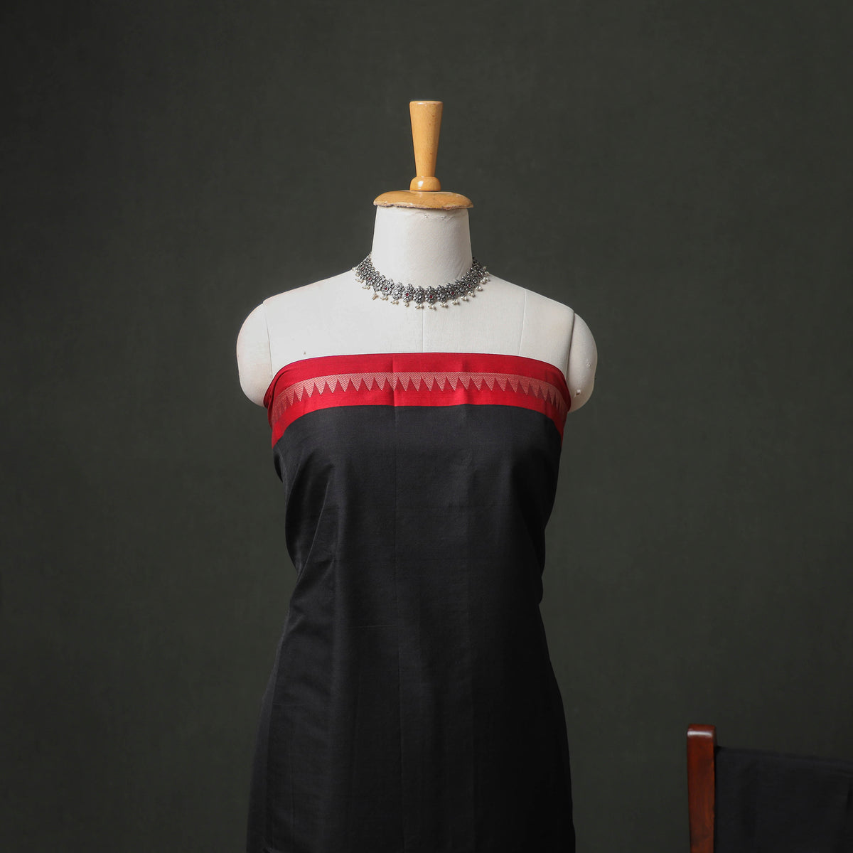 Dharwad Cotton Plain Thread Border Unstitched Dress Material: Kurta, Bottom & Dupatta 57