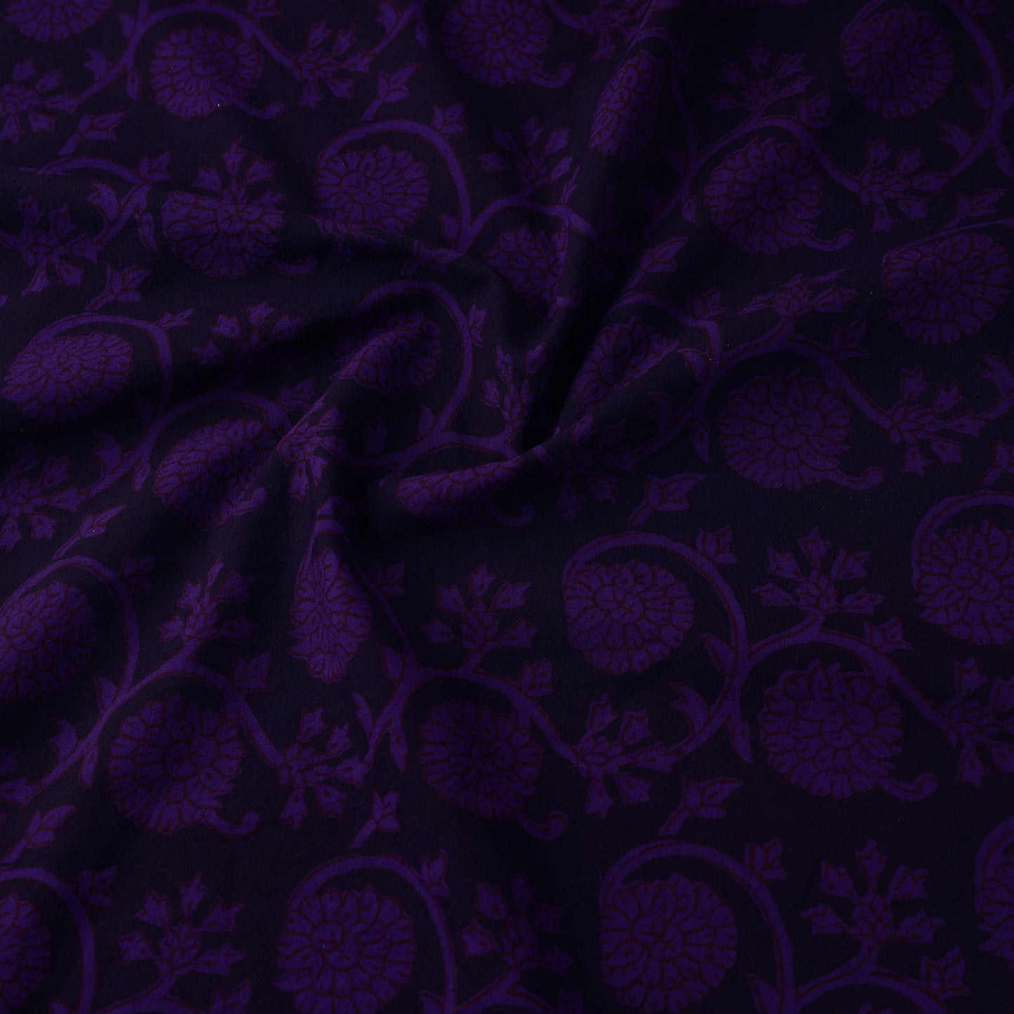 Purple - Bagh Block Printed Cotton Fabric 01