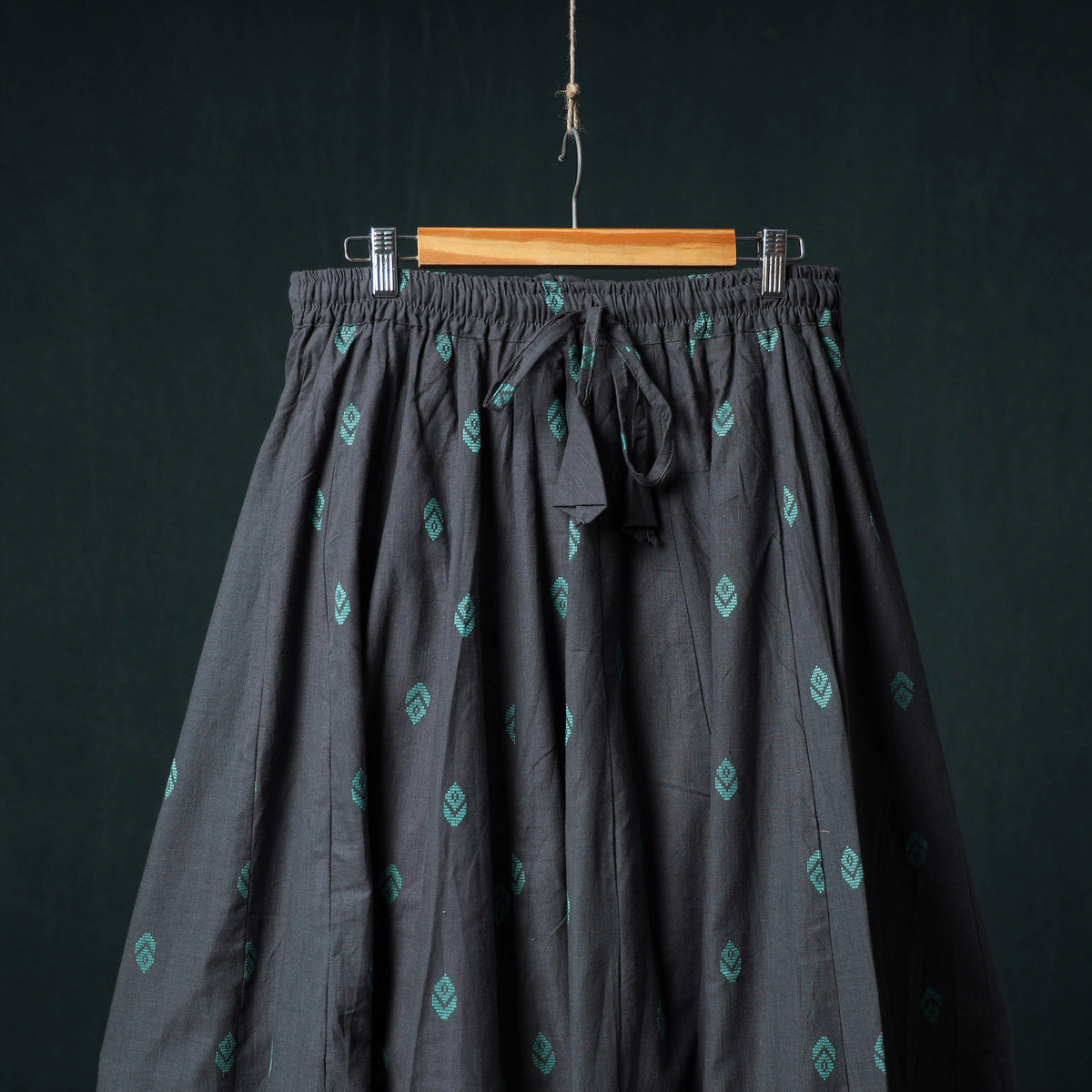 Jacquard 24 Kali Cotton Long Skirt with Patchwork Border 02