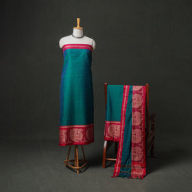 Dharwad Cotton Plain Thread Border Unstitched Dress Material: Kurta, Bottom & Dupatta 58