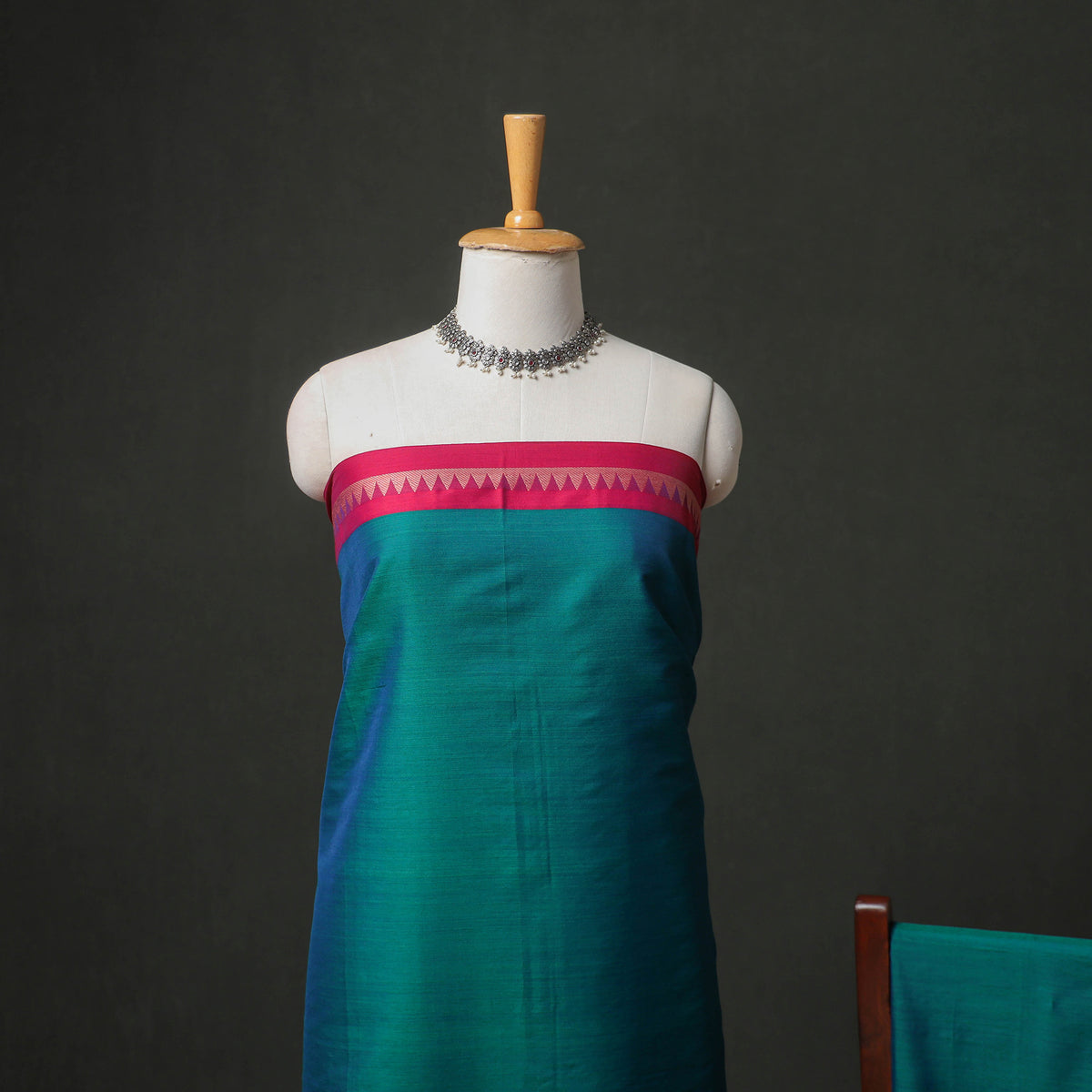 Dharwad Cotton Plain Thread Border Unstitched Dress Material: Kurta, Bottom & Dupatta 58
