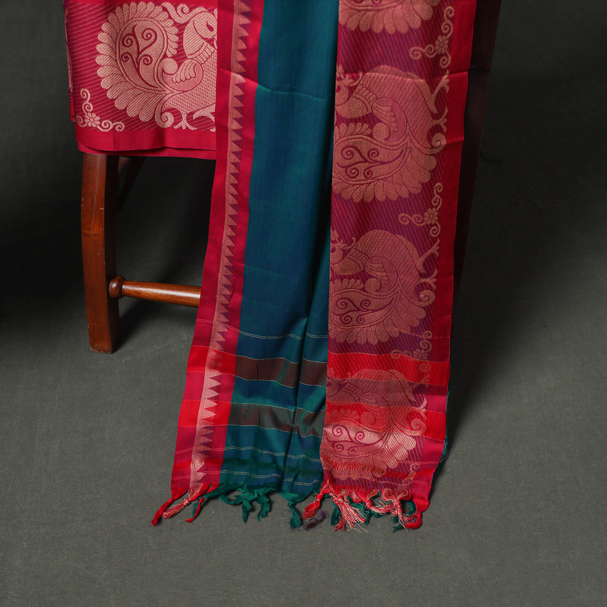 Dharwad Cotton Plain Thread Border Unstitched Dress Material: Kurta, Bottom & Dupatta 58
