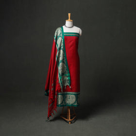 Dharwad Cotton Plain Thread Border Unstitched Dress Material: Kurta, Bottom & Dupatta 59