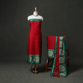 Dharwad Cotton Plain Thread Border Unstitched Dress Material: Kurta, Bottom & Dupatta 59