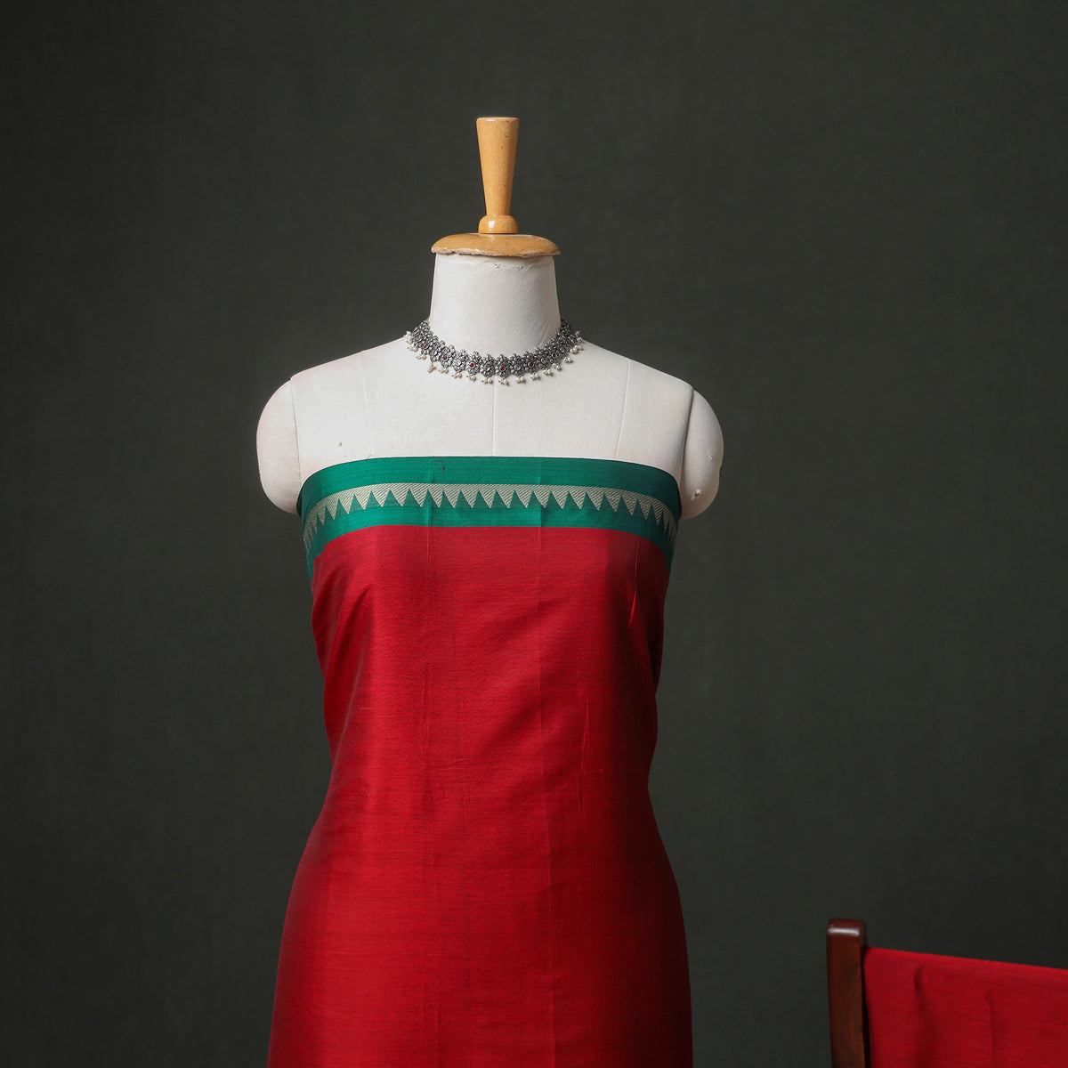 Dharwad Cotton Plain Thread Border Unstitched Dress Material: Kurta, Bottom & Dupatta 59