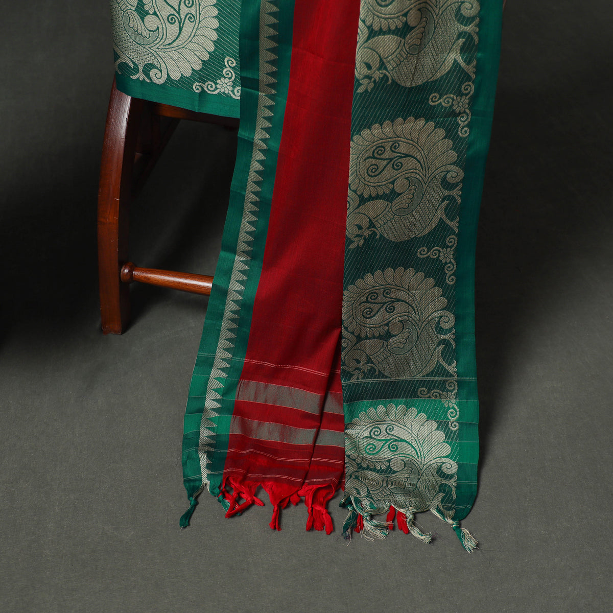 Dharwad Cotton Plain Thread Border Unstitched Dress Material: Kurta, Bottom & Dupatta 59