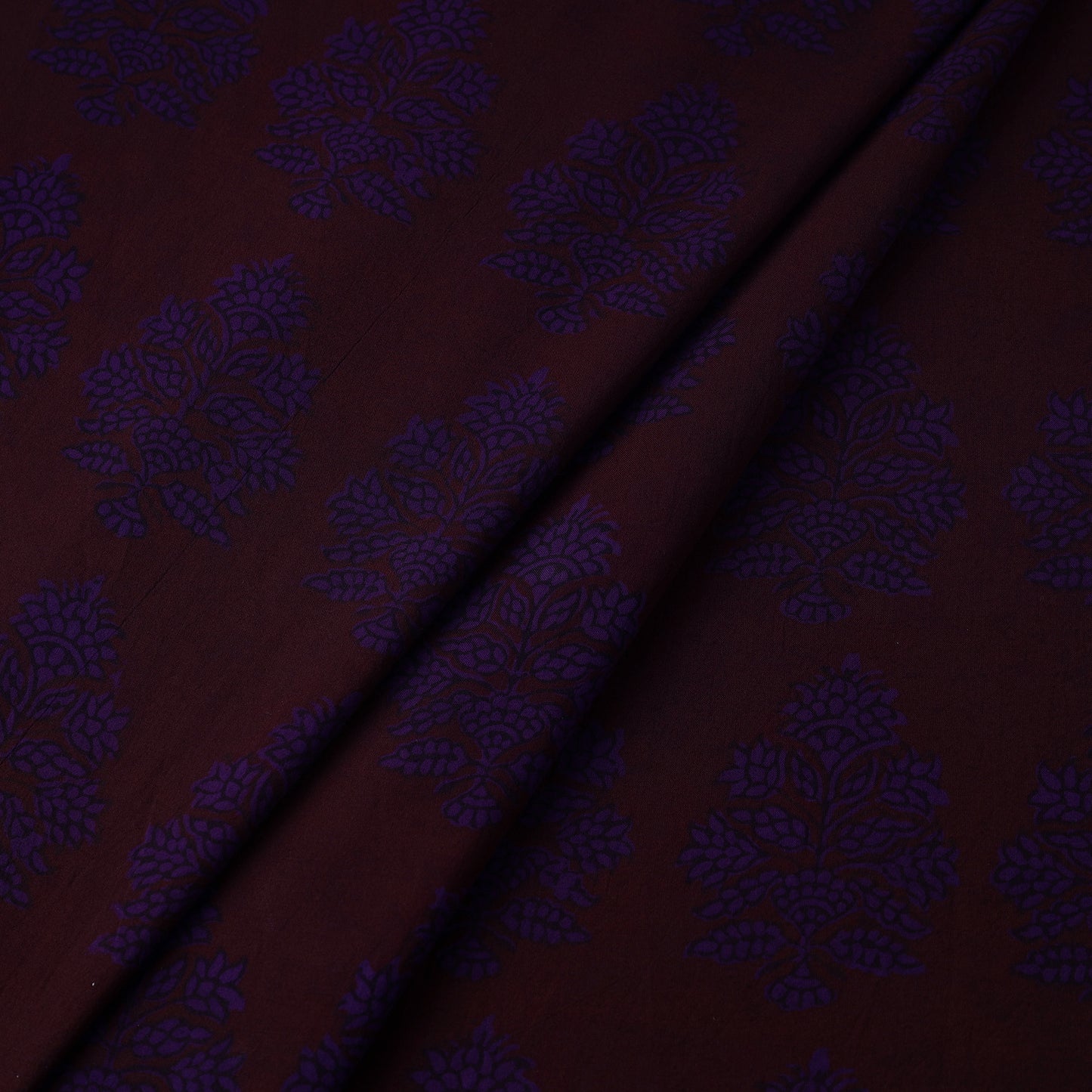 Maroon - Bagh Block Printed Cotton Fabric 06