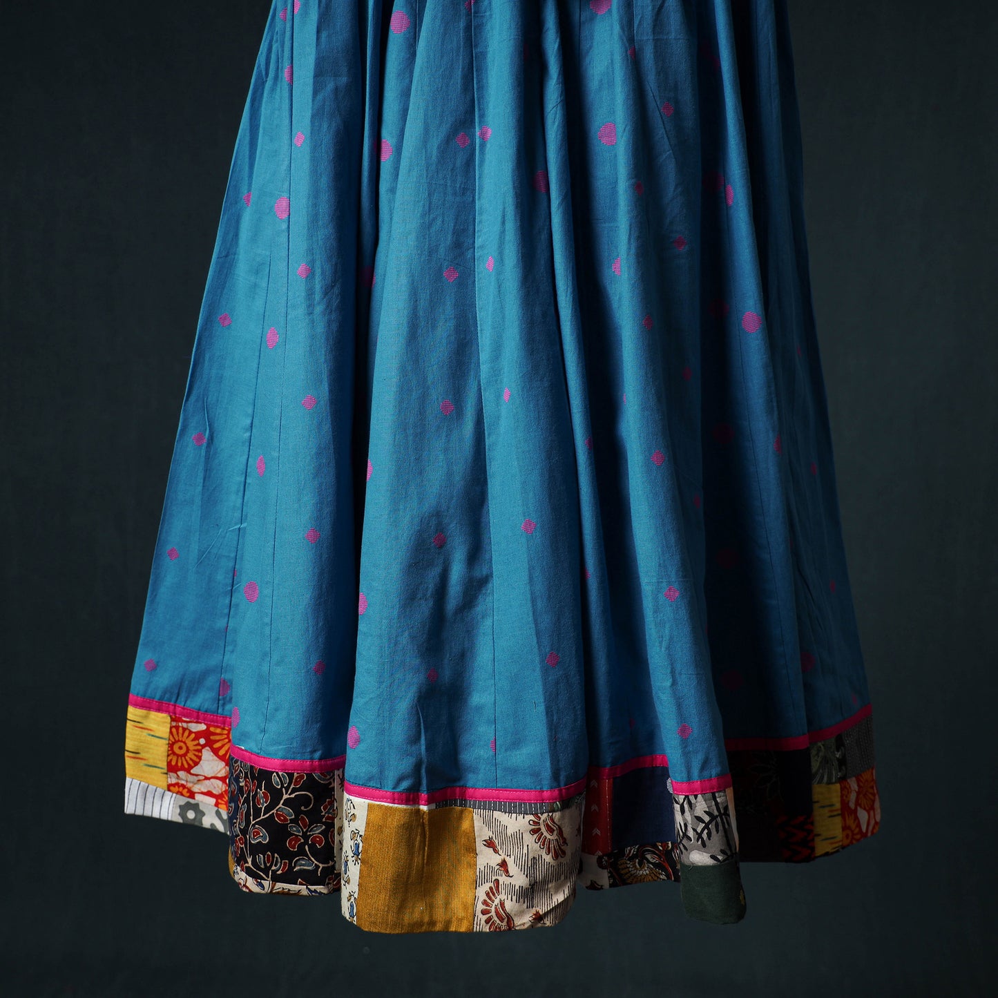 Jacquard 24 Kali Cotton Long Skirt with Patchwork Border 05