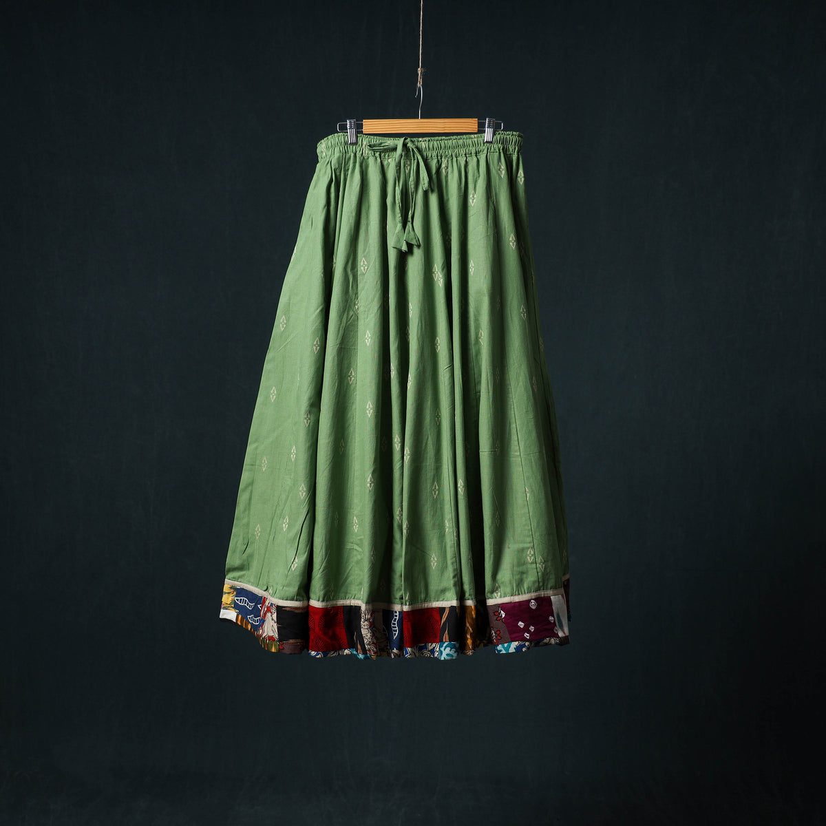Jacquard 24 Kali Cotton Long Skirt with Patchwork Border 06