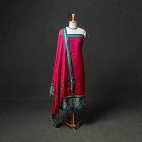 Dharwad Cotton Plain Thread Border Unstitched Dress Material: Kurta, Bottom & Dupatta 61