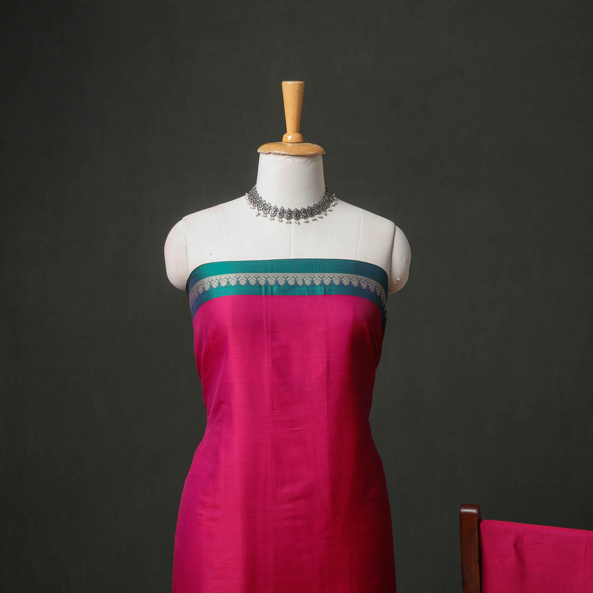 Dharwad Cotton Plain Thread Border Unstitched Dress Material: Kurta, Bottom & Dupatta 61