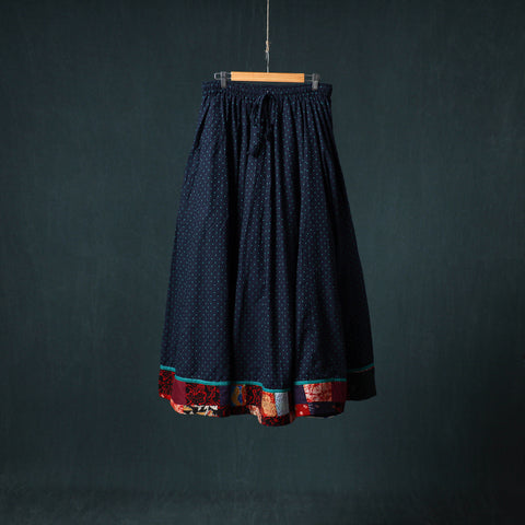Blue - Jacquard 24 Kali Cotton Long Skirt with Patchwork Border 08