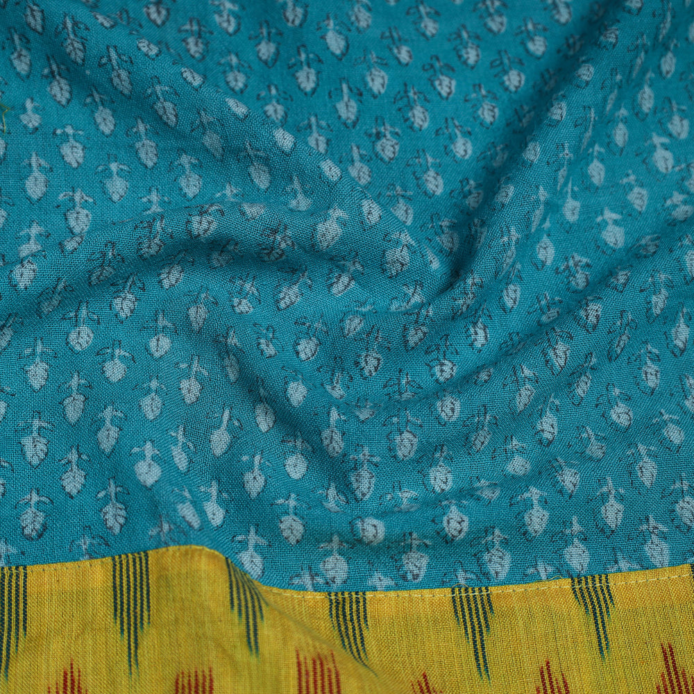 Blue - Block Print Woollen Akola Blouse Piece 22