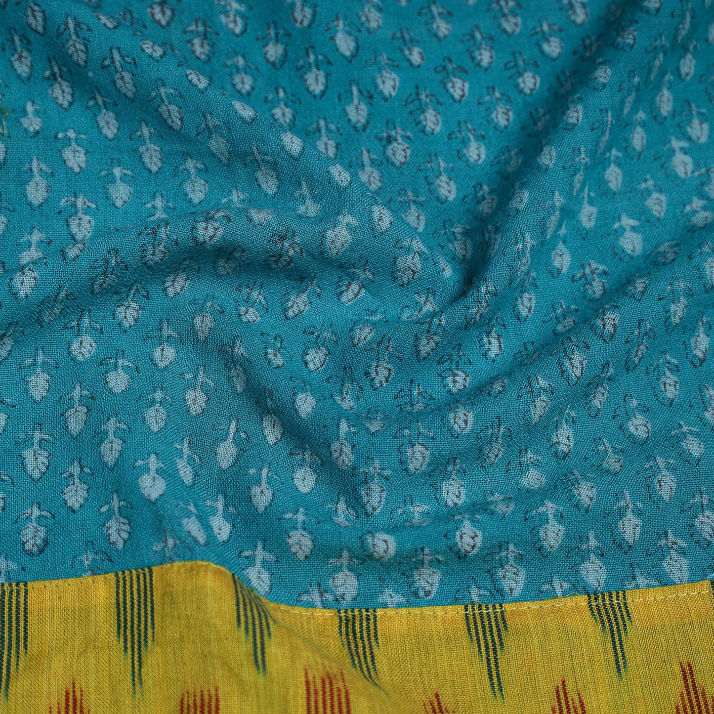 Blue - Block Print Woollen Akola Blouse Piece 22