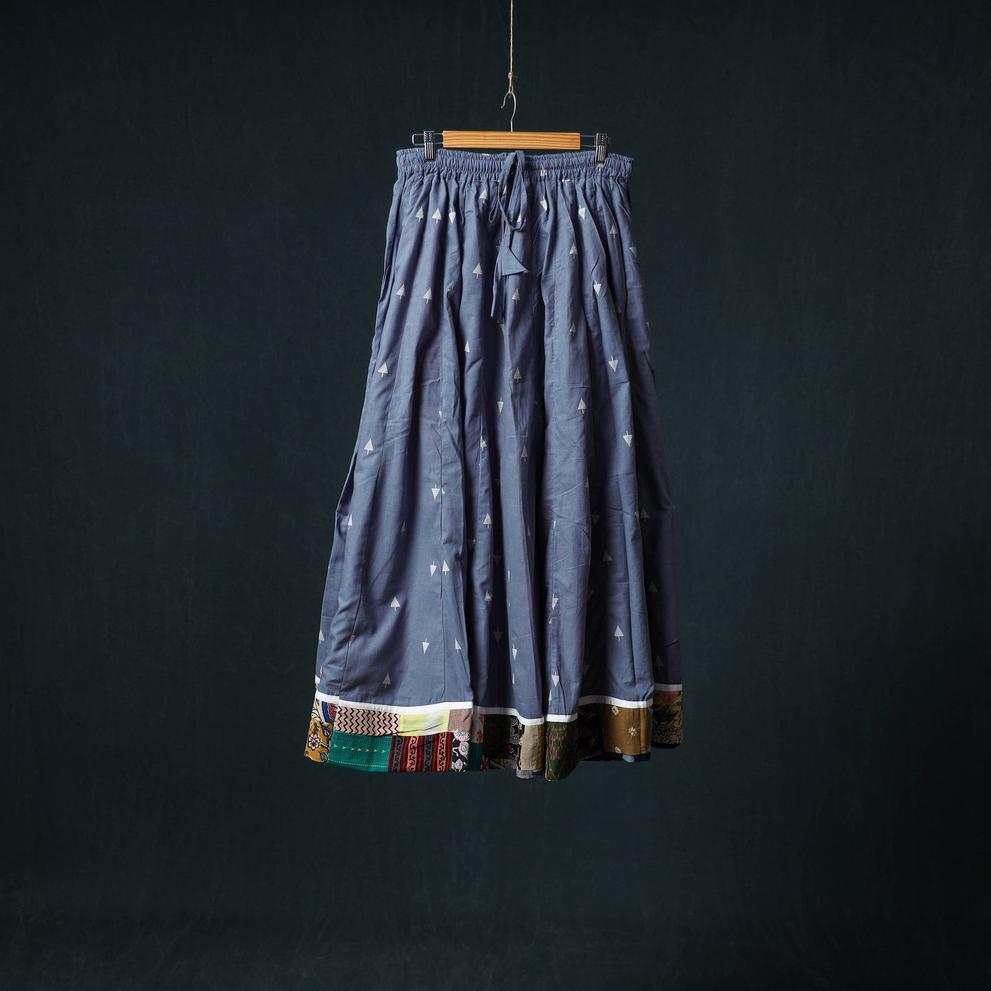 Jacquard 24 Kali Cotton Long Skirt with Patchwork Border 07