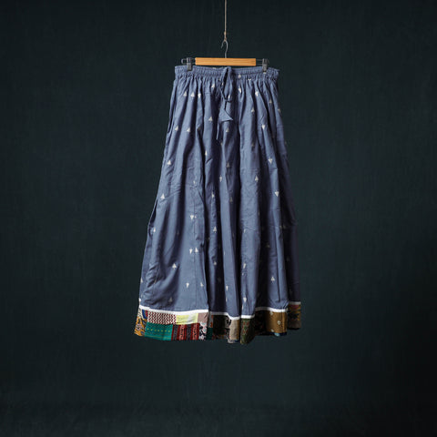 Blue - Jacquard 24 Kali Cotton Long Skirt with Patchwork Border 07