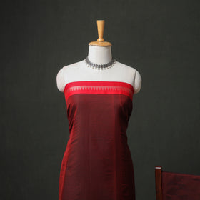 Maroon - Dharwad Cotton Plain Thread Border Unstitched Dress Material: Kurta, Bottom & Dupatta 62