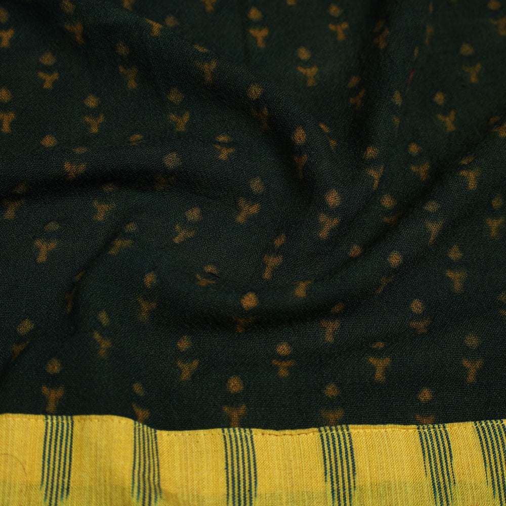 Green - Block Print Woollen Akola Blouse Piece 23