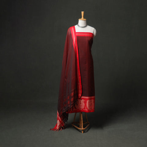 Dharwad Cotton Plain Thread Border Unstitched Dress Material: Kurta, Bottom & Dupatta 62