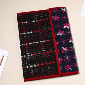 Black Handcrafted Bengal Kantha Work File Folder