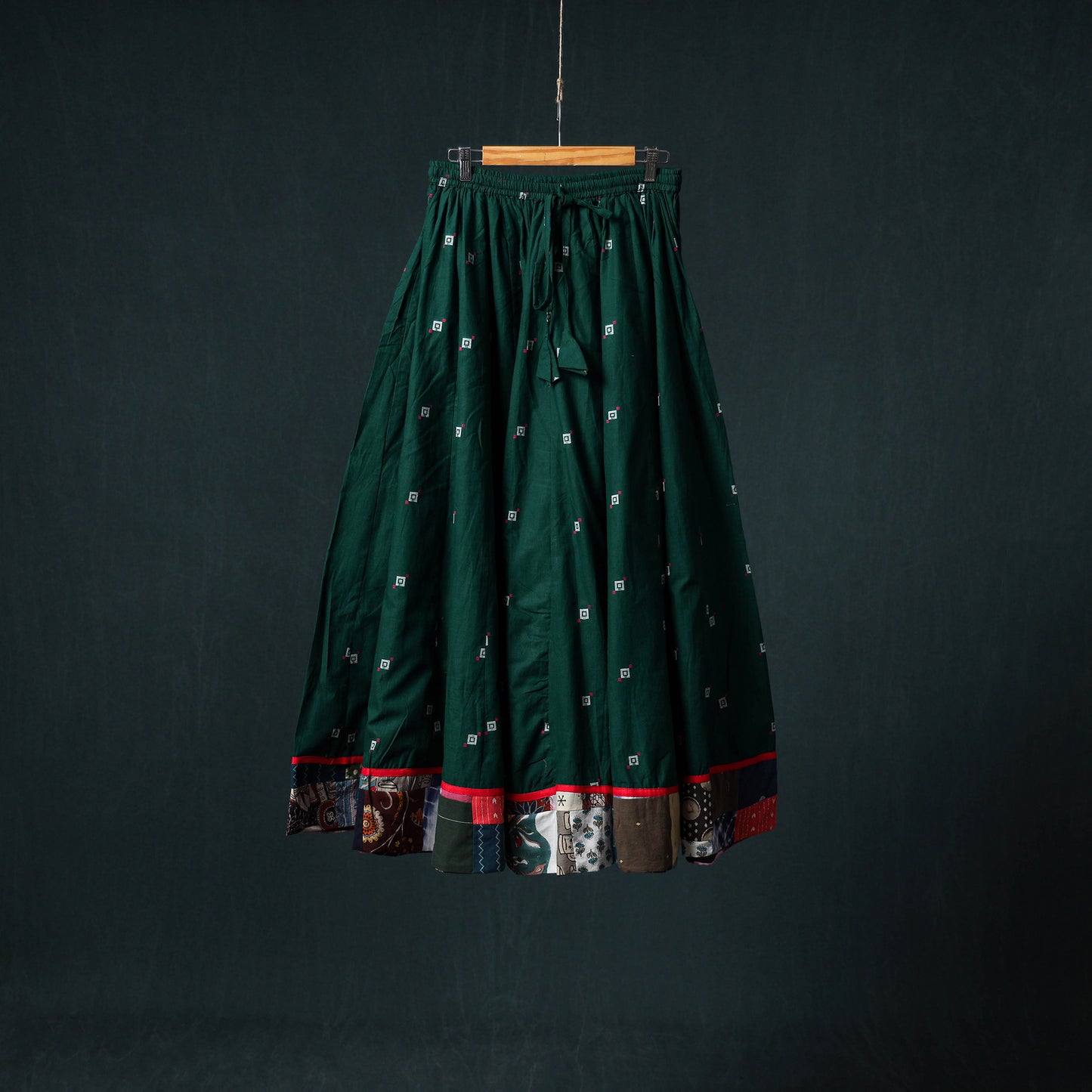 Jacquard 24 Kali Cotton Long Skirt with Patchwork Border 10