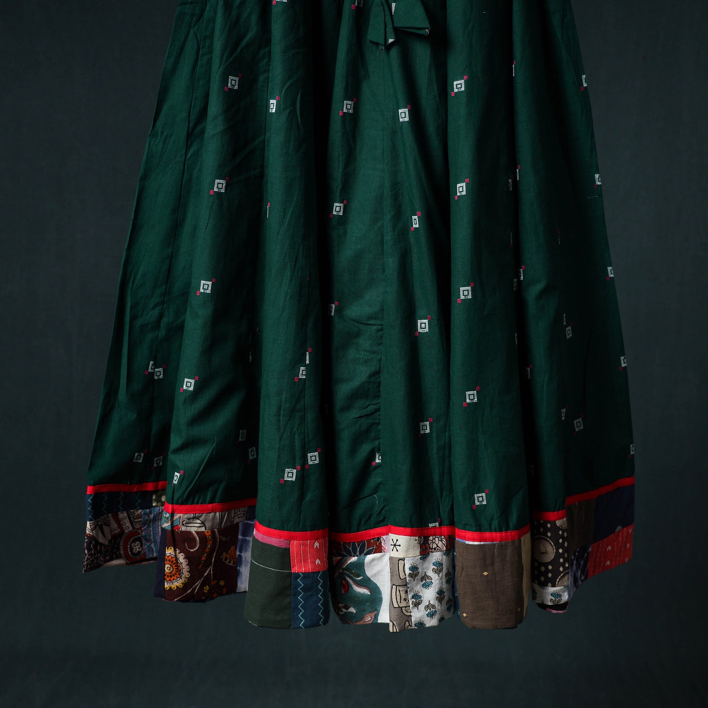 Jacquard 24 Kali Cotton Long Skirt with Patchwork Border 10