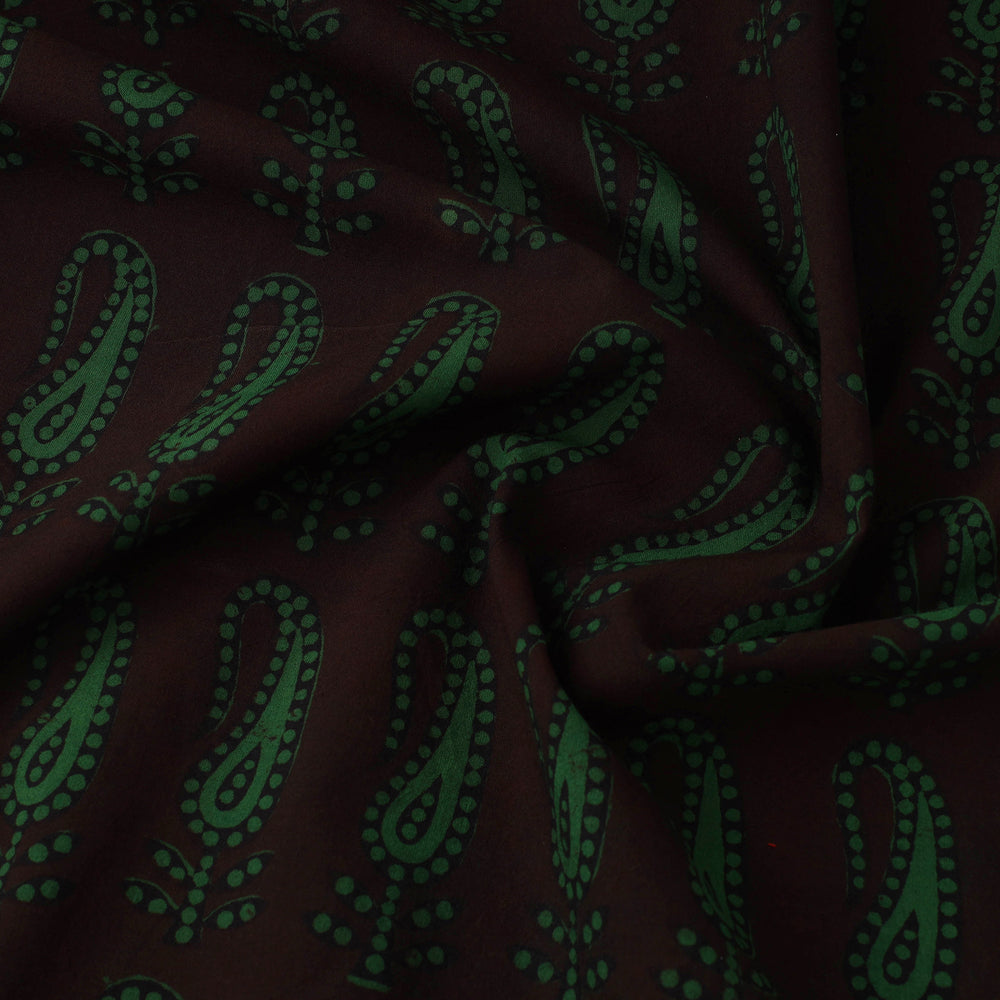 Maroon - Bagh Block Printed Cotton Fabric 12