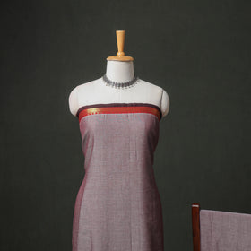 Purple - dharwad cotton plain zari border unstitched dress