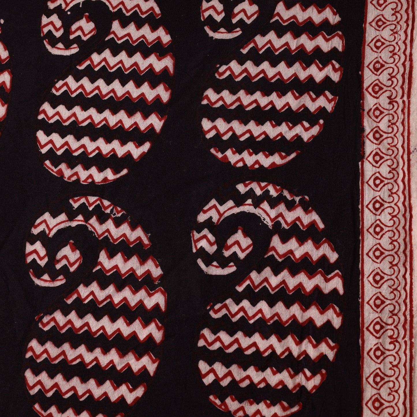 Black - Bagh Block Printed Cotton Fabric 13