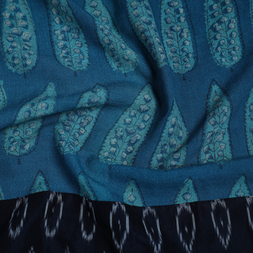 Blue - Block Print Woollen Akola Blouse Piece 26