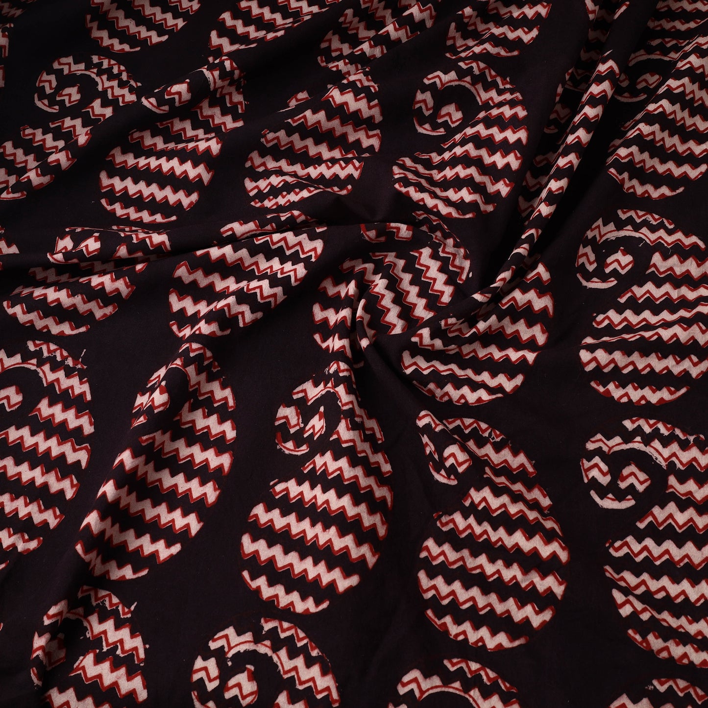 Black - Bagh Block Printed Cotton Fabric 13